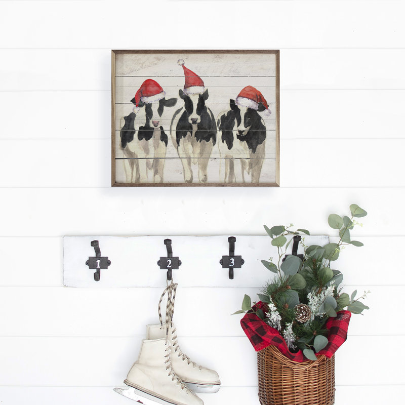 Three Christmas Cows, 8" H x 10" W