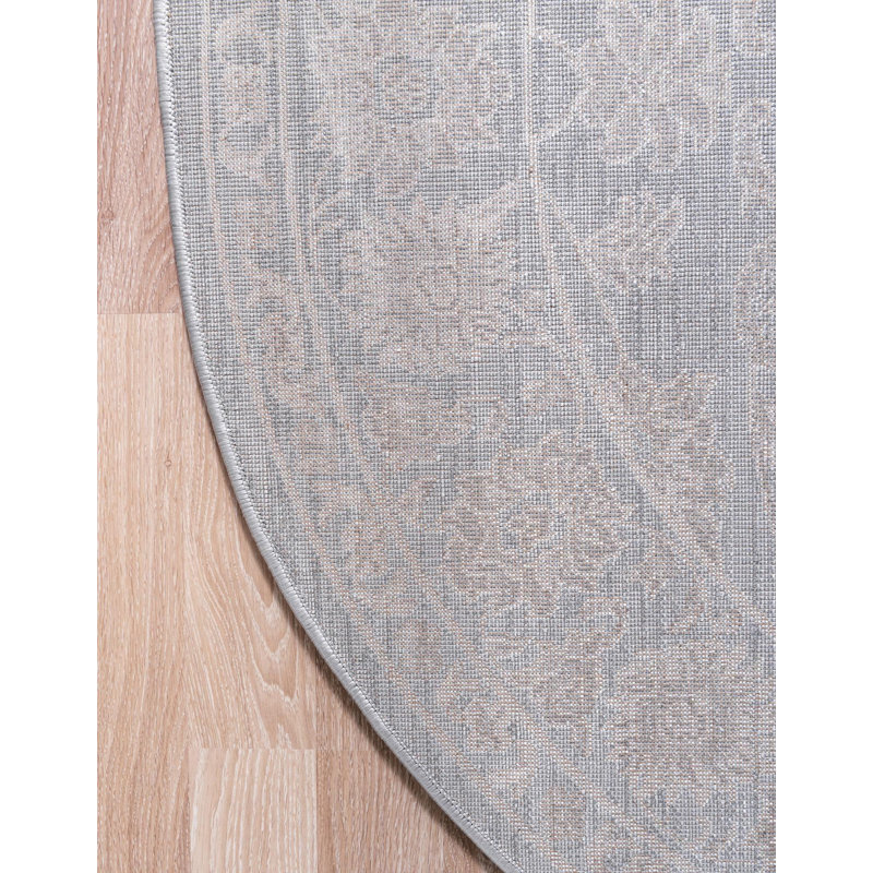 Musselman Rug, Round 3'3", White Gray