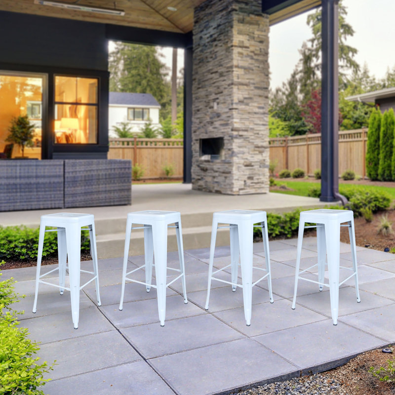 Tabouret bar et de comptoir Itzia, 4, Tabouret de bar (assise de 30 po de hauteur), Blanc