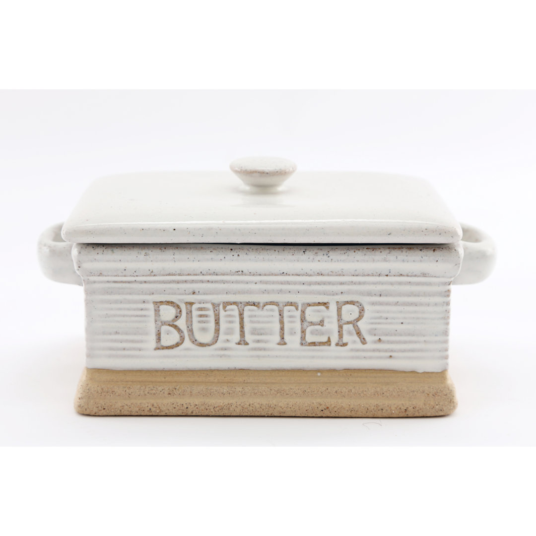 Natural Ceramic Butter Dish 19Cm