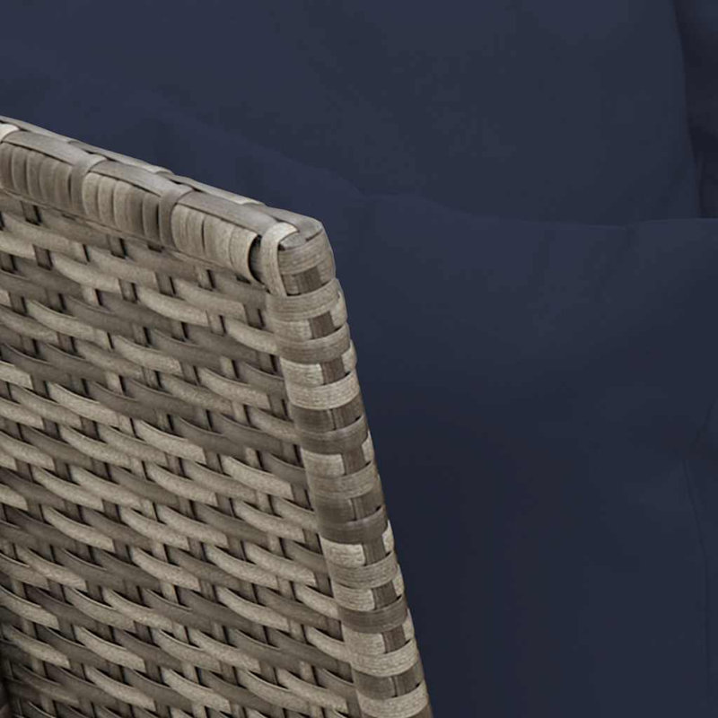 Patio Sofa With Cushions Poly Rattan, Navy Blue/Gray