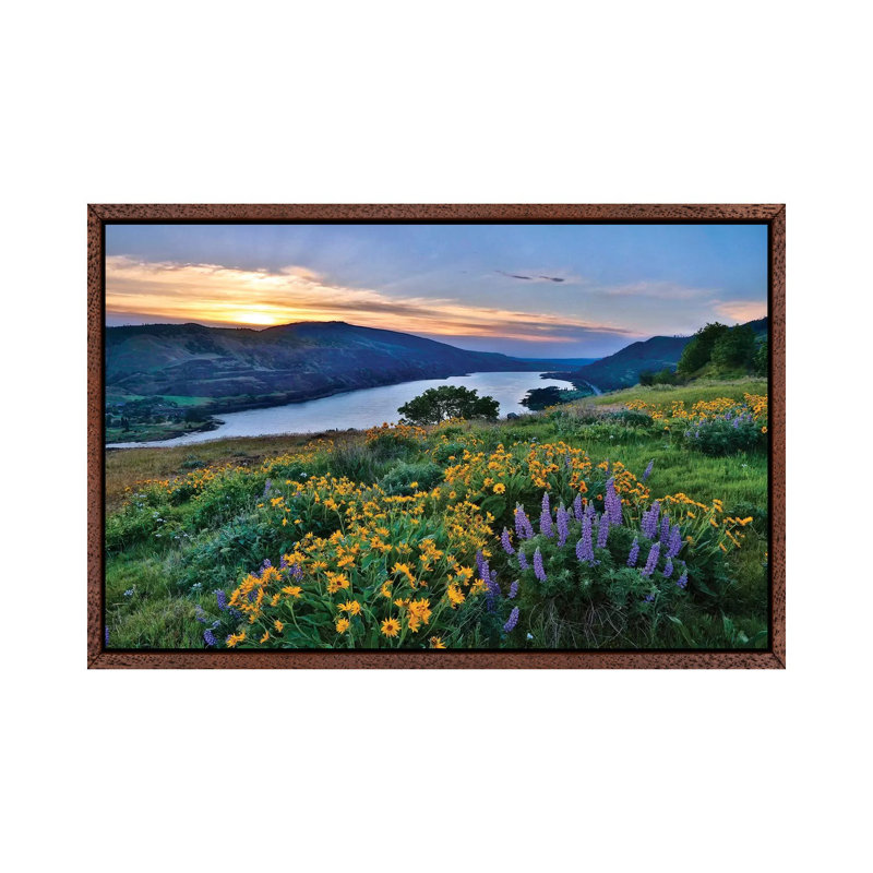 USA, Oregon. View Of Lake Bonneville At Sunrise. by Jaynes Gallery - Print on Canvas, Classic Brown Wood Framed