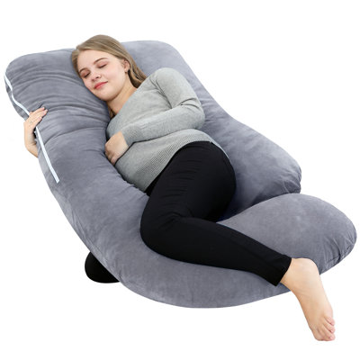  Pregnancy Pillow, Full Body Maternity Pillow 55 Inch, With Removable Washable Cover - Sleep Support For Legs, Back, Neck, Shoulder, Hips, Belly For Pregnent (Cooling Cover)