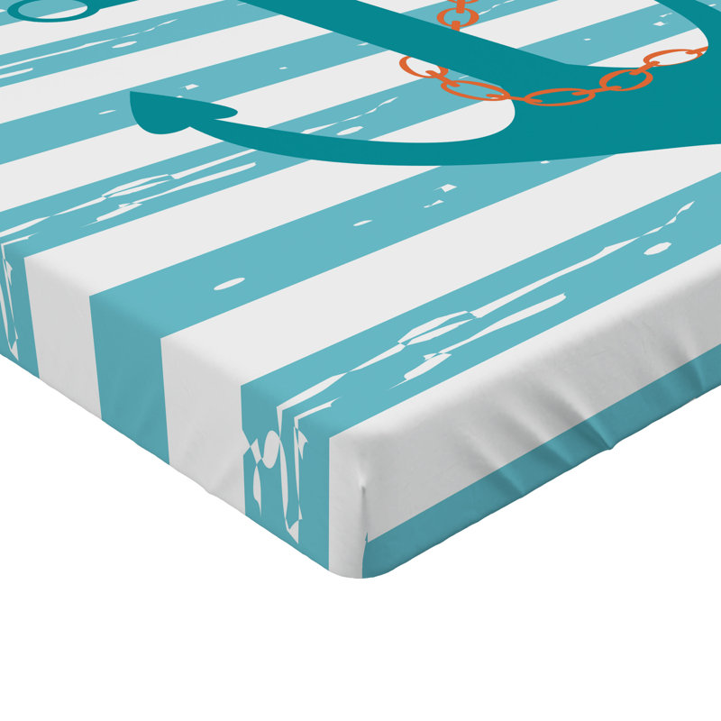 Drap-housse orange Ambesonne, Turquoise / blanc / rayures bleu sarcelle, Drap-housse pour lit simple TG