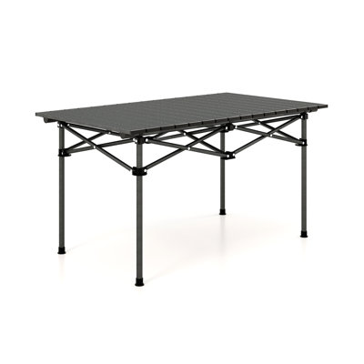 Black Aluminum Camping Table For 4–6 People With Carry Bag