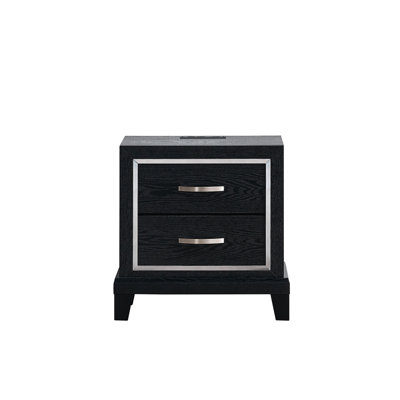 Table de chevet 2 tiroirs Livingston avec prises CA / USB