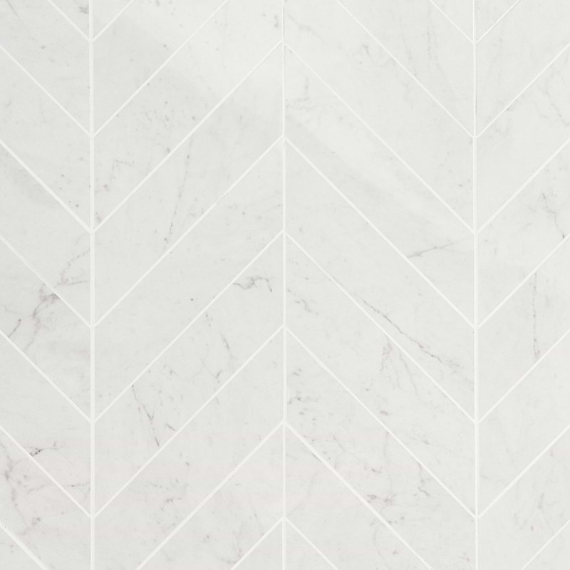 Dreamstone 2X8 Chevron Polished Porcelain Mosaic, Carrara Giola
