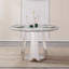 Table de salle à manger ronde en marbre de 47 po, table de cuisine moderne avec plateau en faux marbre ultrabrillant et base en acier inoxydable pour la salle à manger, cuisine (argent, gris) (table seulement)-2083002958-2083002955