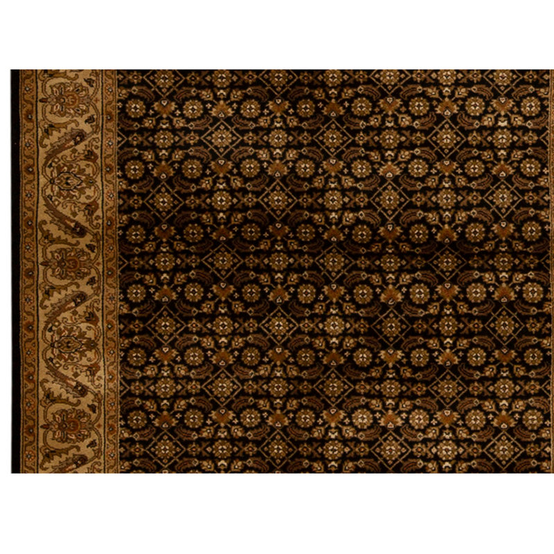 Tapis noir / brun / beige noué à la main de haute qualité