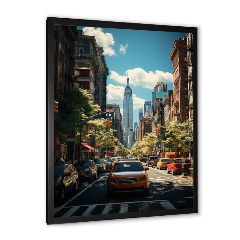 New York Street Collage - Cityscapes Wall Art Prints, H 32 po x l 16 po x P 1 po, Cadre photo noir