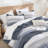 3-Piece Striped Colorblock Comforter Set, Lightweight Fluffy Down Alternative Striped Bedding Set-124498874-124764787
