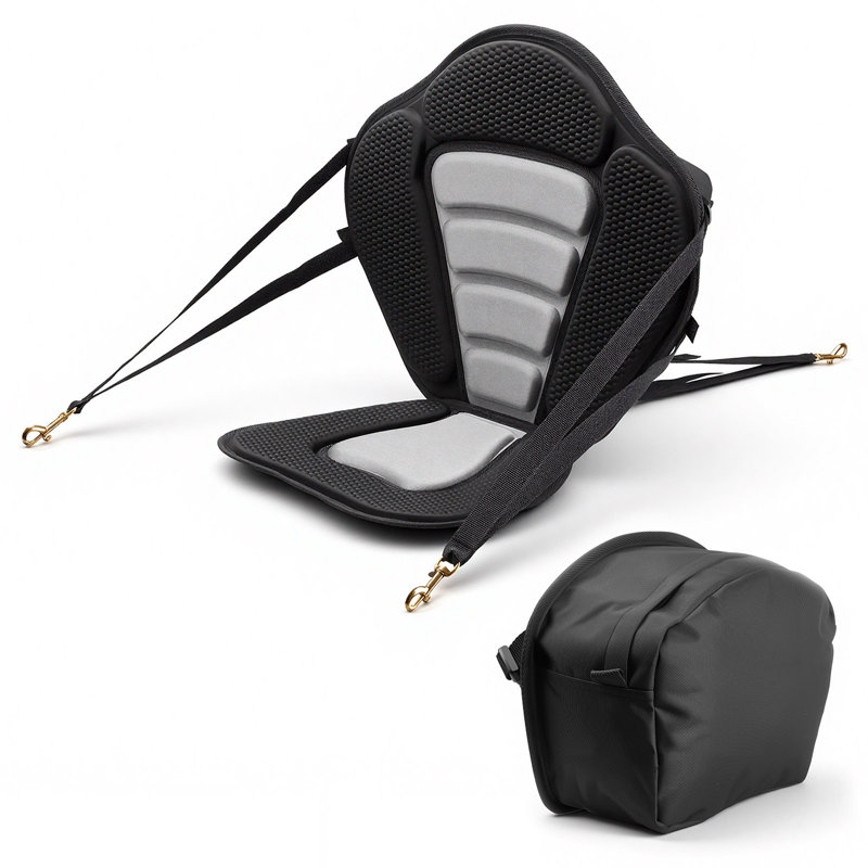 Kayak Seat, 1 Pack 0.5" Thick, Universal Paddle Board Seat with Back Support, Sit-on-Top Soft Padded Cushion with Storage Bag & Adjustable Straps for SUP, Canoe, Fishing Boat, Inflatable Kayak