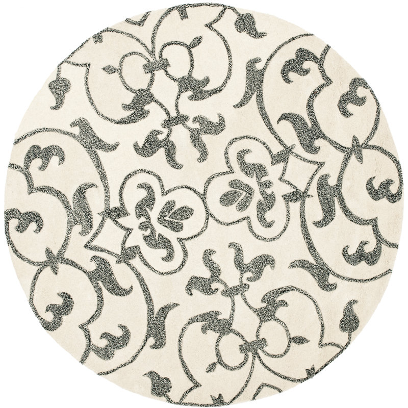 Candelo Hand Tufted Wool Floral Rug, Round 8'