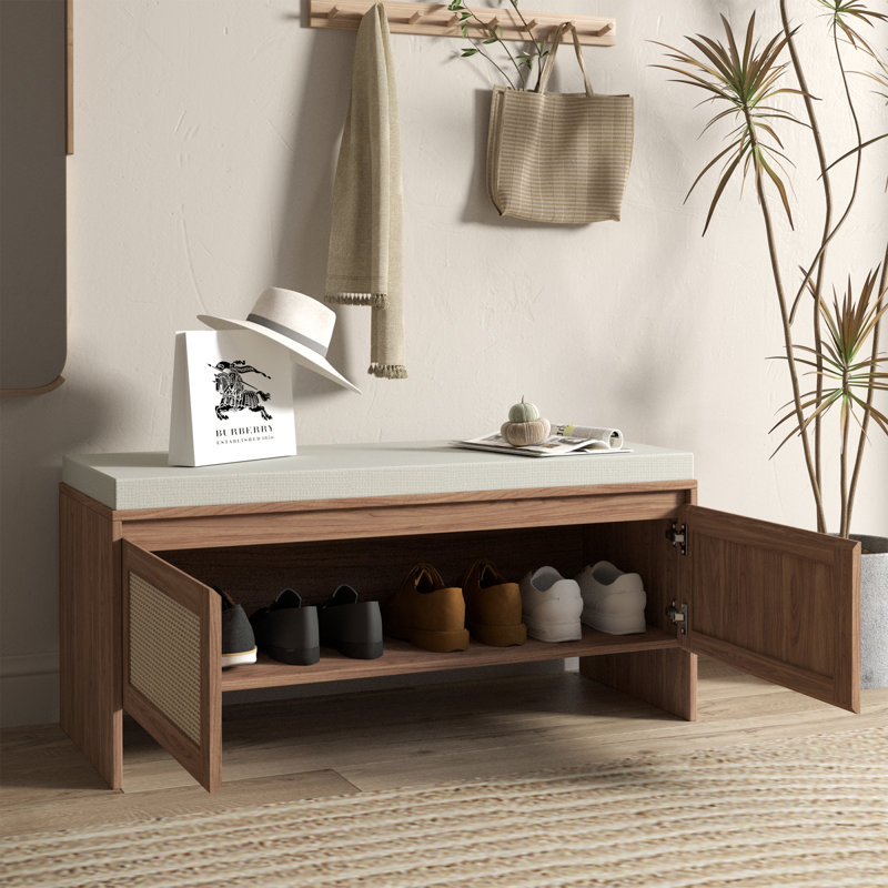 PP Rattan Storage Bench with Cushion