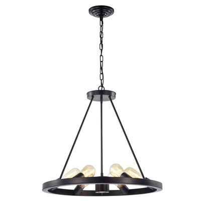 Bruening 7 - Light Wagon Wheel Chandelier