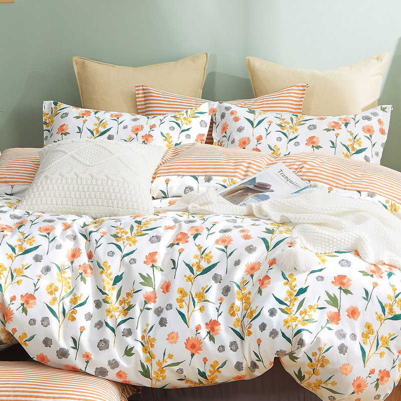 Ensemble d'édredon réversible 100% coton Estella, Édredon double / grand + 2 taies décoratives sta