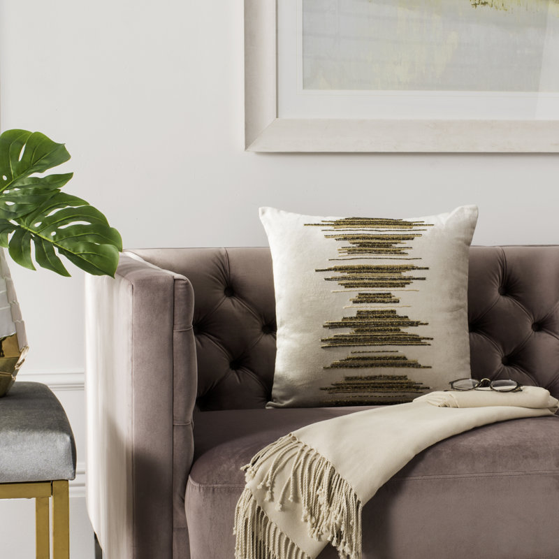 Greige Taupe Abstract Square Decorative Throw Pillow