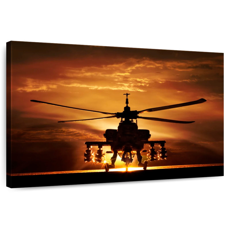 «Mait Silhouetted Apache Helicopters», H 30 po x l 45 po