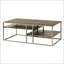 Élégante table basse en bois à structure en métal avec tablettes, parfaite pour les salons modernes et contemporains.