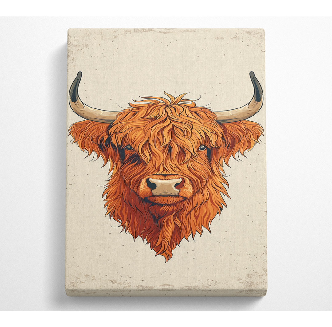 Highland Cow Sketch - Kunstdrucke auf Leinwand