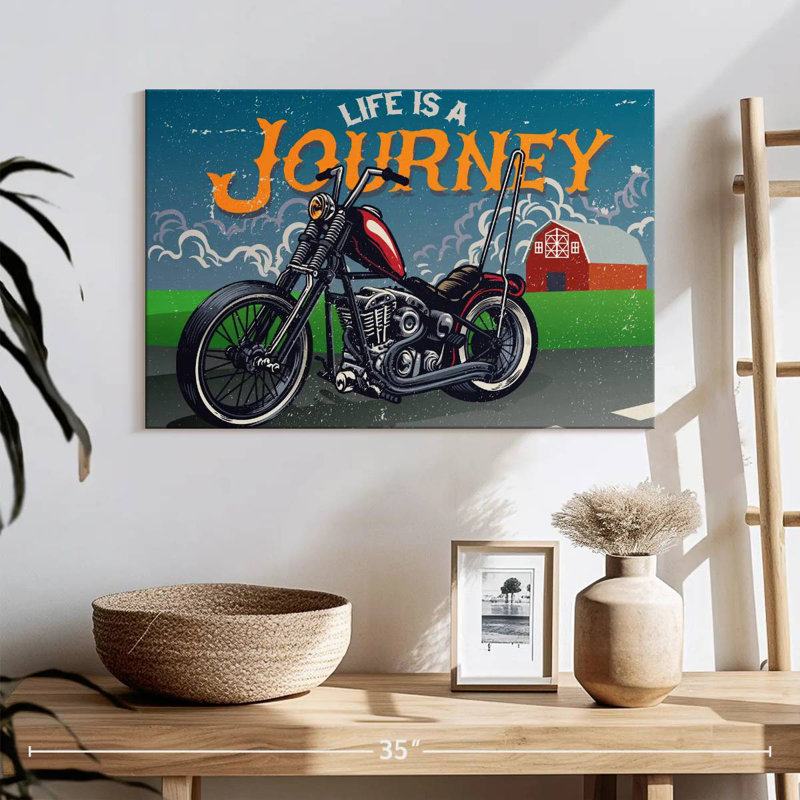 Mehar Life Is A Journey Motorcycle, 24" H x 36" W