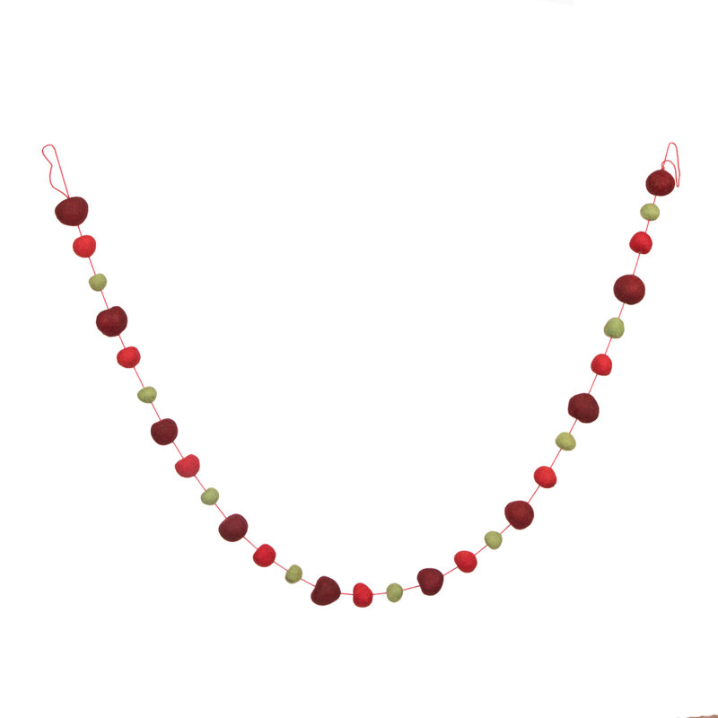 Guirlande 72 "Pom Pom, Rouge / vert / bourgogne
