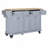 Kitchen Island with Countertop, Kitchen Cart on 5 Wheels with Storage Cabinet and 2 Top Drawers and A center double layered storage drawer for Dinning Room, Grey-1733090401