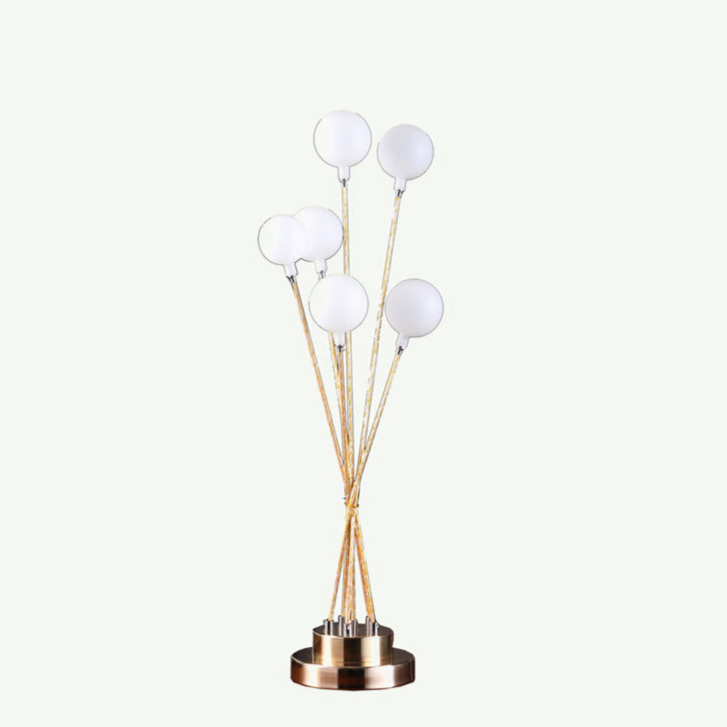 Lampe de table sphérique en aluminium chromé 27 lumières 27,5 po Aluminun, Jaune
