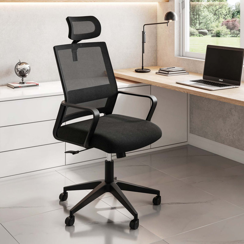Chaise de bureau ergonomique avec support lombaire et appui-tête réglable