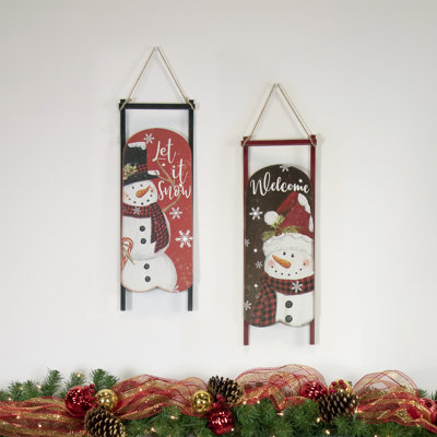 Enseigne murale de Noël en forme de traîneau 21,75 "à DEL" Welcome "