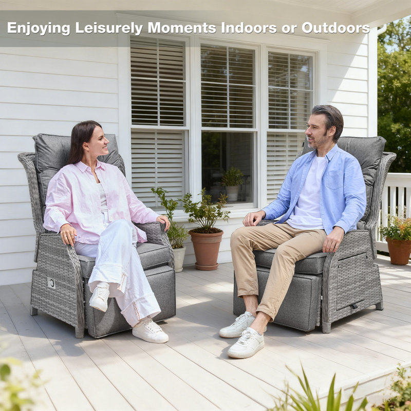 Garden Recliner Lounge Chair, Dark Grey