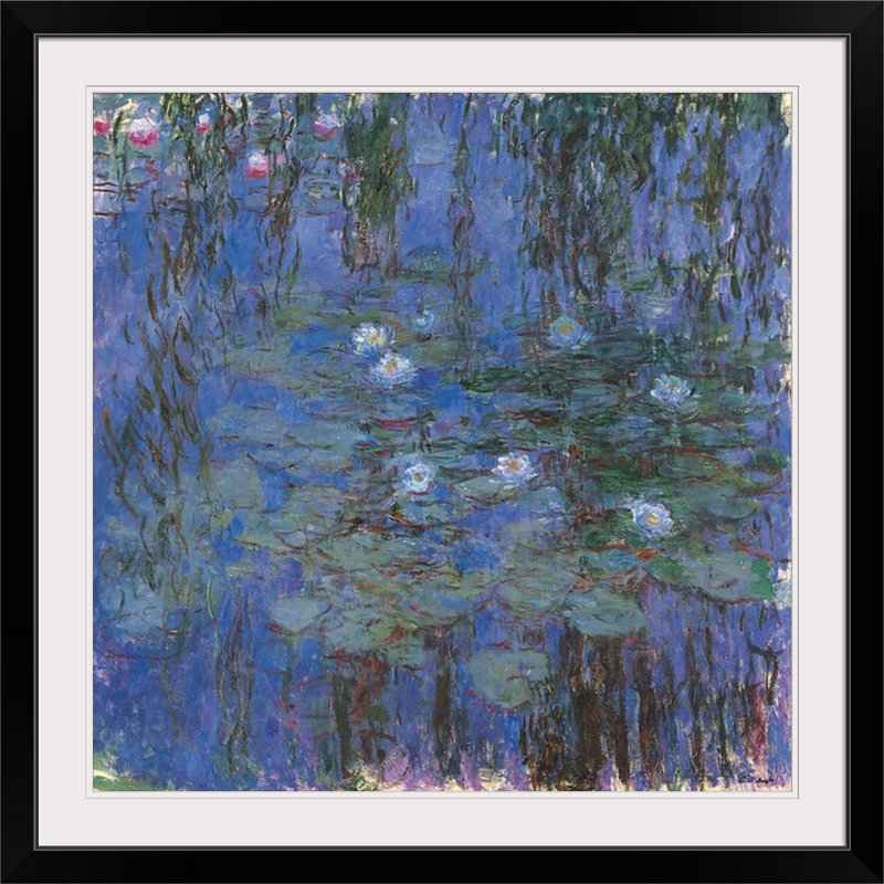 «Nymphéas bleus, 1916-1919. "Musée d'Orsay, Paris, France" par Claude Monet, reproduction d'art, H 38 po x l 38 po x P 1 po