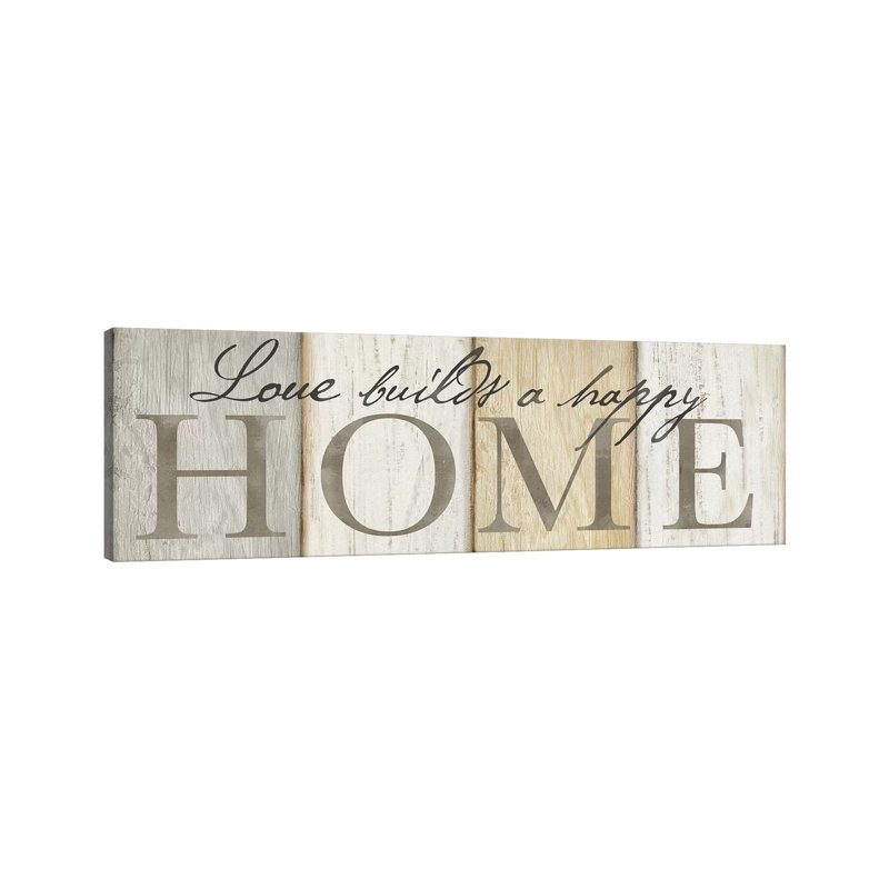 Love Builds Home Neutral Sign by Cynthia Coulter - Wrapped Canvas Panoramic Print, 30.48 cm H x 91.44 cm W x 1.91 cm D