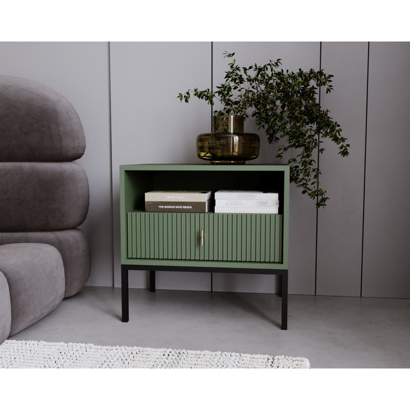 MAGGIORE 54cm W Bedside Table, Green/Black