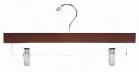 Cintre en bois pour pantalons / jupes avec pince pour jupe / pantalons, Noyer / Chrome