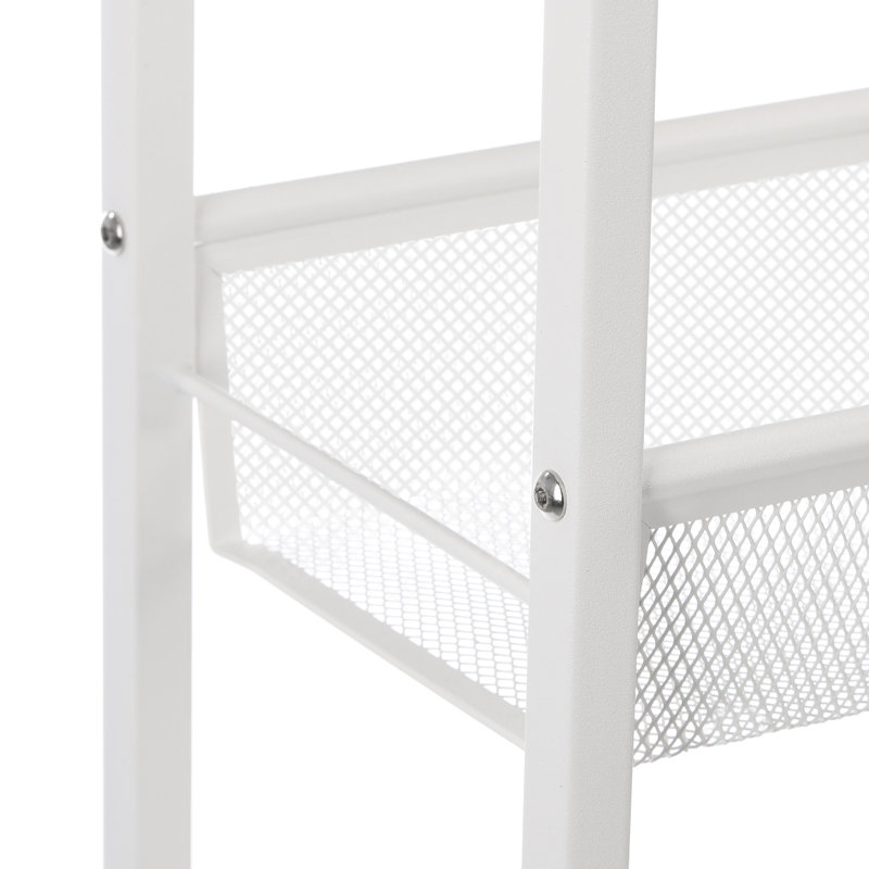 31.4'' H x 16.6'' W Utility Cart with Wheels, White/Natural