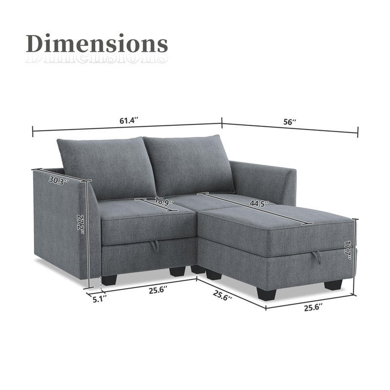 Canapé modulaire Honbay, Polyester gris bleuté