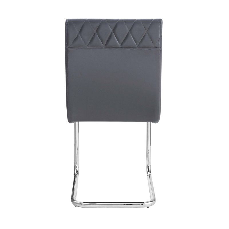 Chaise d'appoint grise et chromée avec base luge (ensemble de 2)