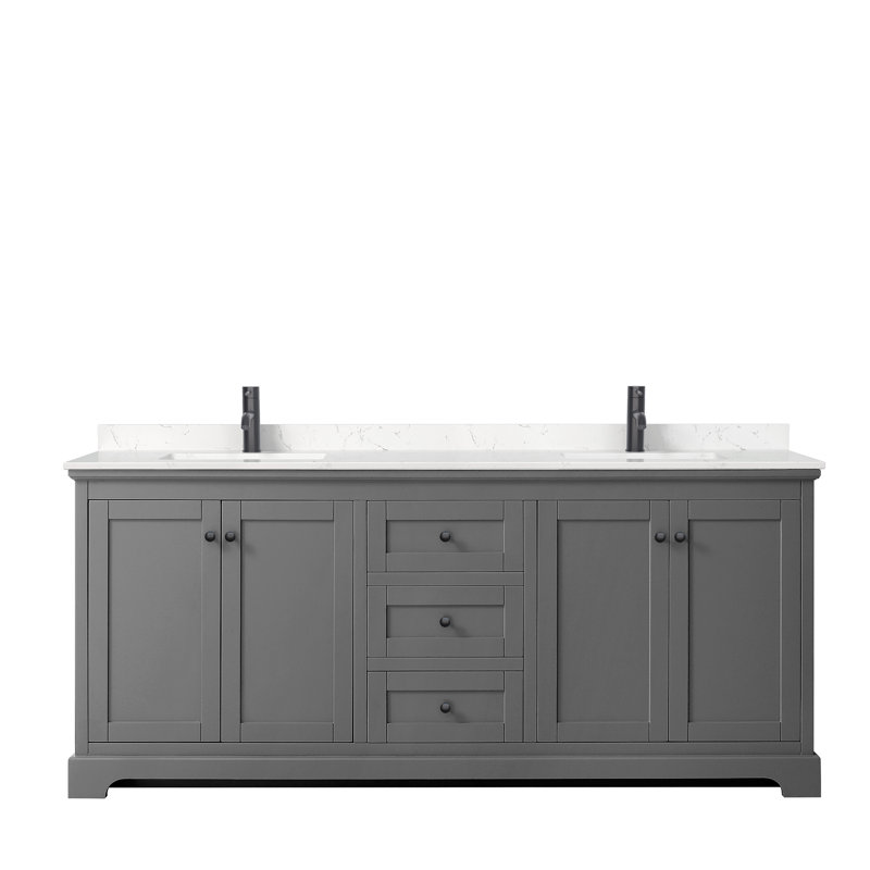 Avery 80'' Dark Gray Double Vanity with Marble Top