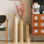 Hauts vases et pots de centre de 34 pouces avec ensemble de 3 vases de plancher en métal doré antique avec décor de salon