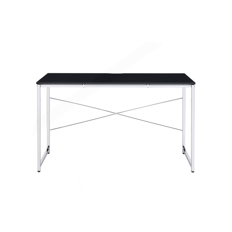 Black And Chrome Writing Desk With Sled Base, Black