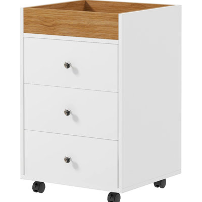 White Office Storage Cabinet - 3 Drawers, Removable Tray, Saves Room In Drawer Furniture White, Enhances Space And Capacity