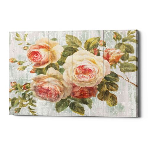 Ophelia & Co. Vintage Roses On Driftwood Framed On Canvas Print | Wayfair