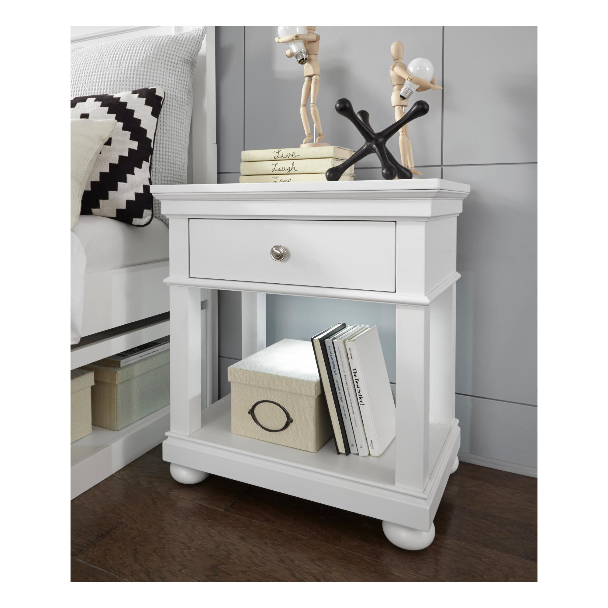 Jayden 1-Drawer Nightstand , White