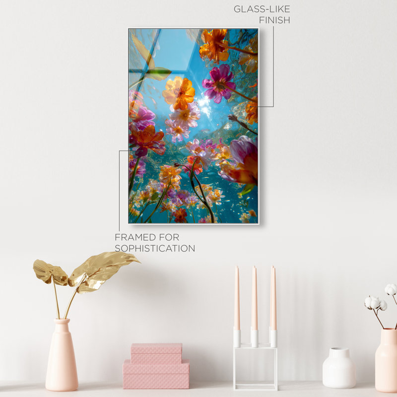 Liquid Bloom I High-Gloss Frameless Acrylic Glass Wall Art Floral & Botanical Print by Oliver Gal, Ready to Hang, 10 x 15