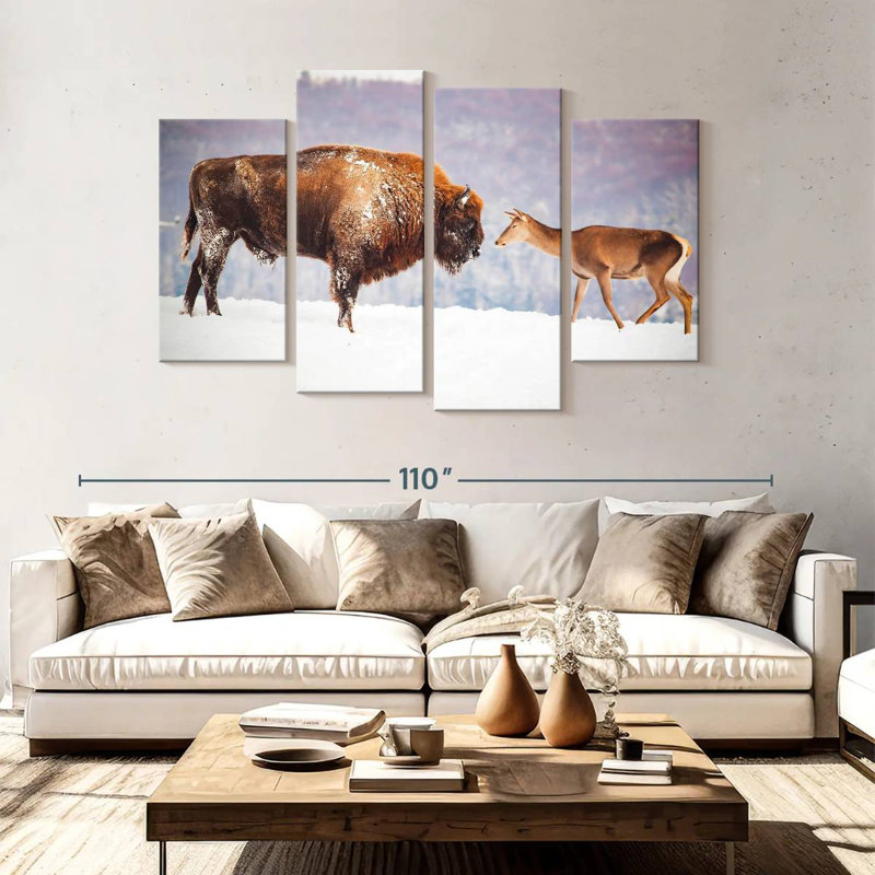 Brampt Bison And Deer In Winter
