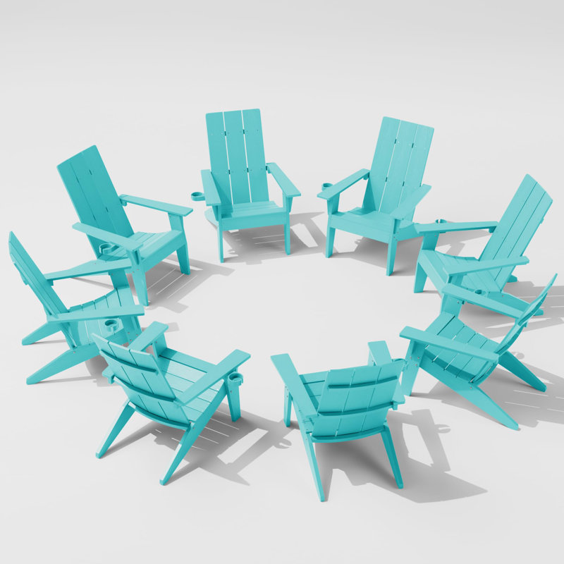 Chaise Adirondack d'extérieur moderne en plastique / résine pour chaises longues, Bleu