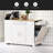 Fluted Kitchen Island With Trash Can Storage Cabinet, Power Outlet, Internal Storage Rack, Rolling Kitchen Islands On 5 Wheels With 3 Drawer, 3 Open Side Racks For 10 Gallon Garbage Bin-1209354253