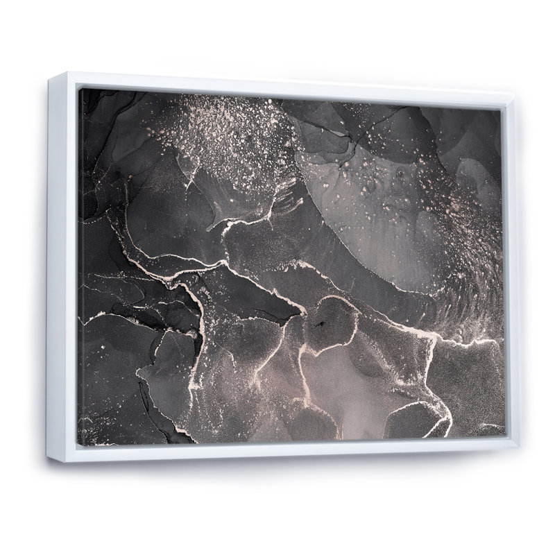 " Abstract Translucent Grey Ink Clouds ", White Floater Frame Canvas, 12" H x 20" W