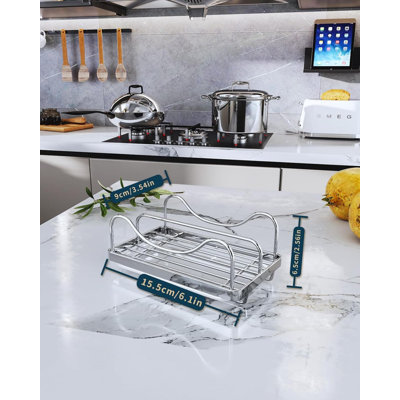 Movable 304 Stainless Steel Kitchen Sink Caddy With Detachable Drip Tray For Sponge And Accessories Storage